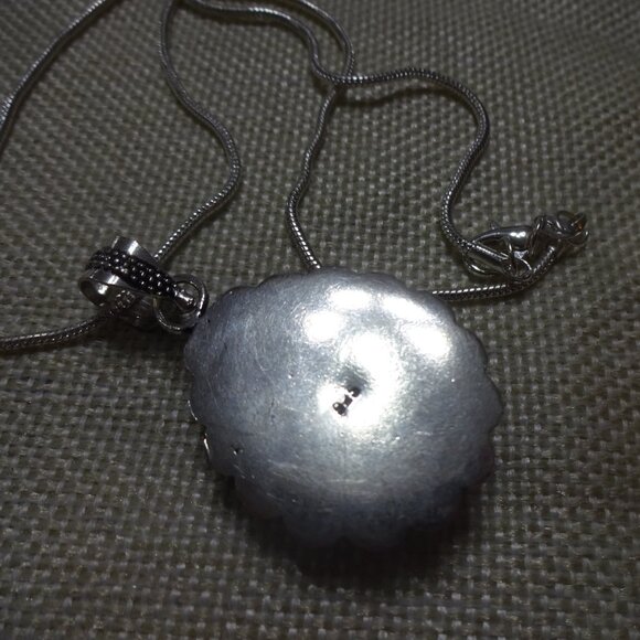 Gorgeous AMETHYST FILIGREE LOCKET Handmade Sterling Pendant on a 20" Chain #896B - Picture 4 of 4